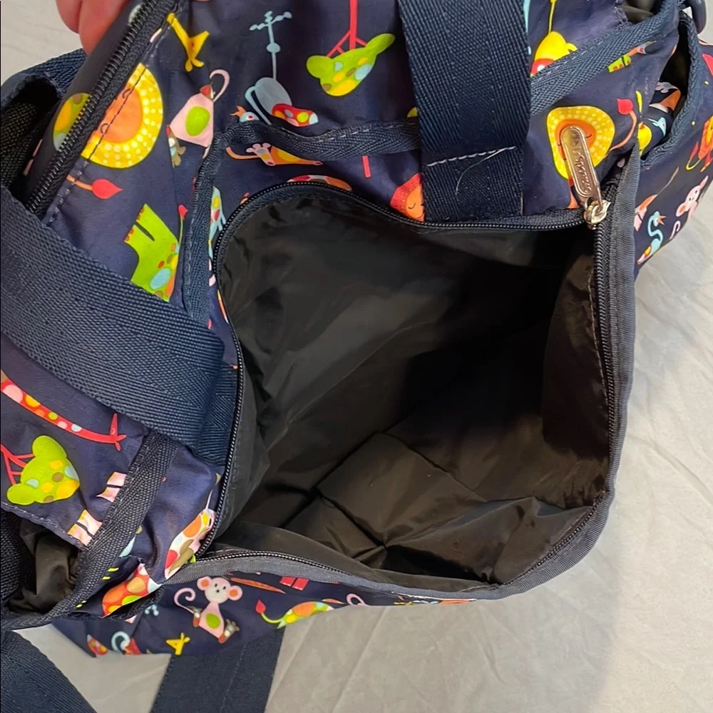 LeSportsac Ryan Diaper Bag Colorful Zoo Cute Animal Tote Baby Changing Pad Navy